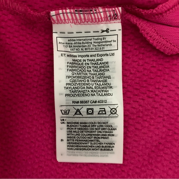 Adidas Womens Large Hooded Pullover Sweatshirt Pink White Drawstring Mesh New - Picture 8 of 8